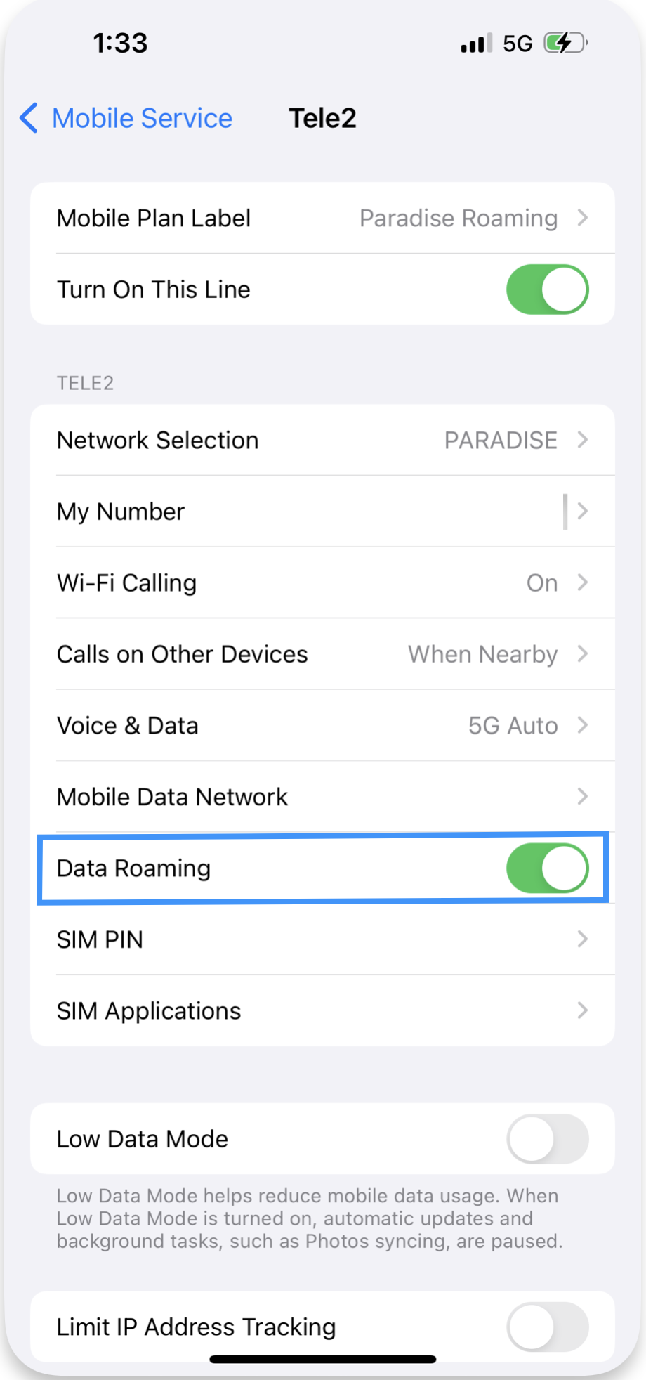 How to enable roaming on an iPhone? paradisemobile